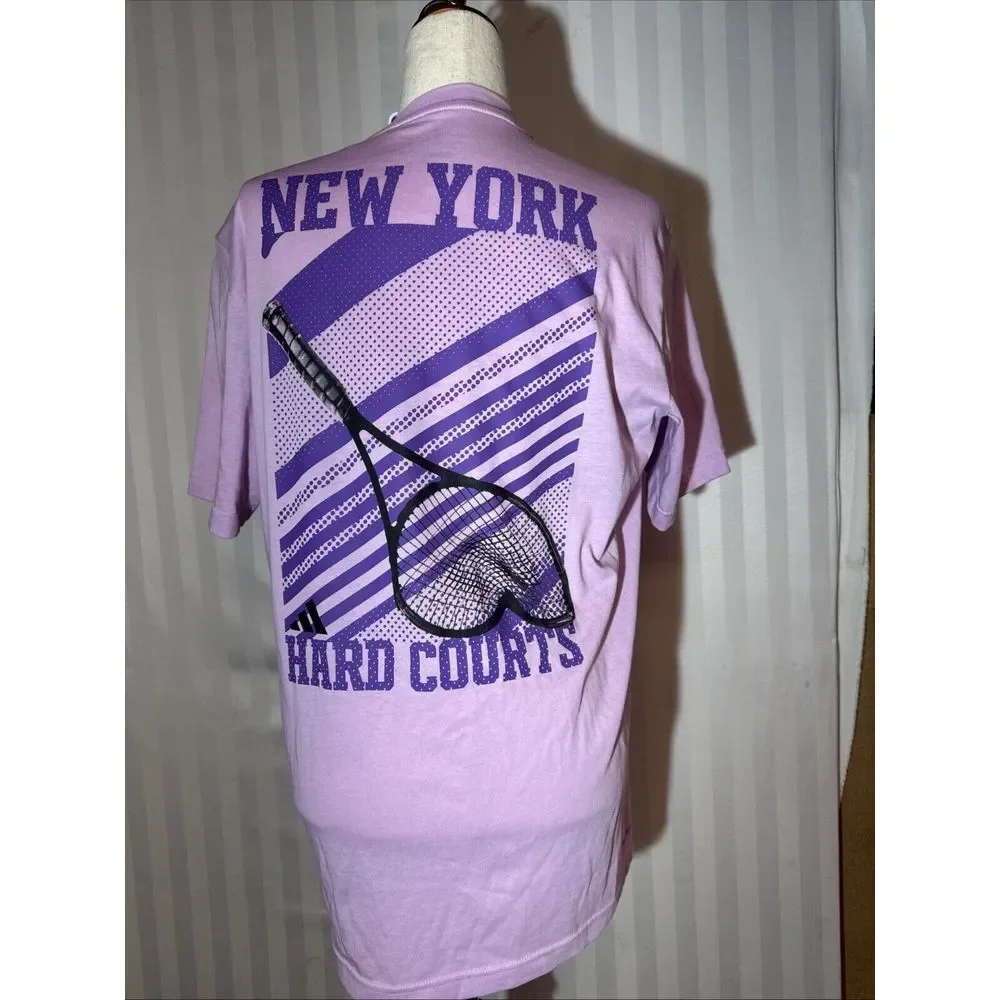 $35 ADIDAS Mens AeroReady NEW YORK Hard Courts Tennis T-Shirt Ody001  -pink - XL